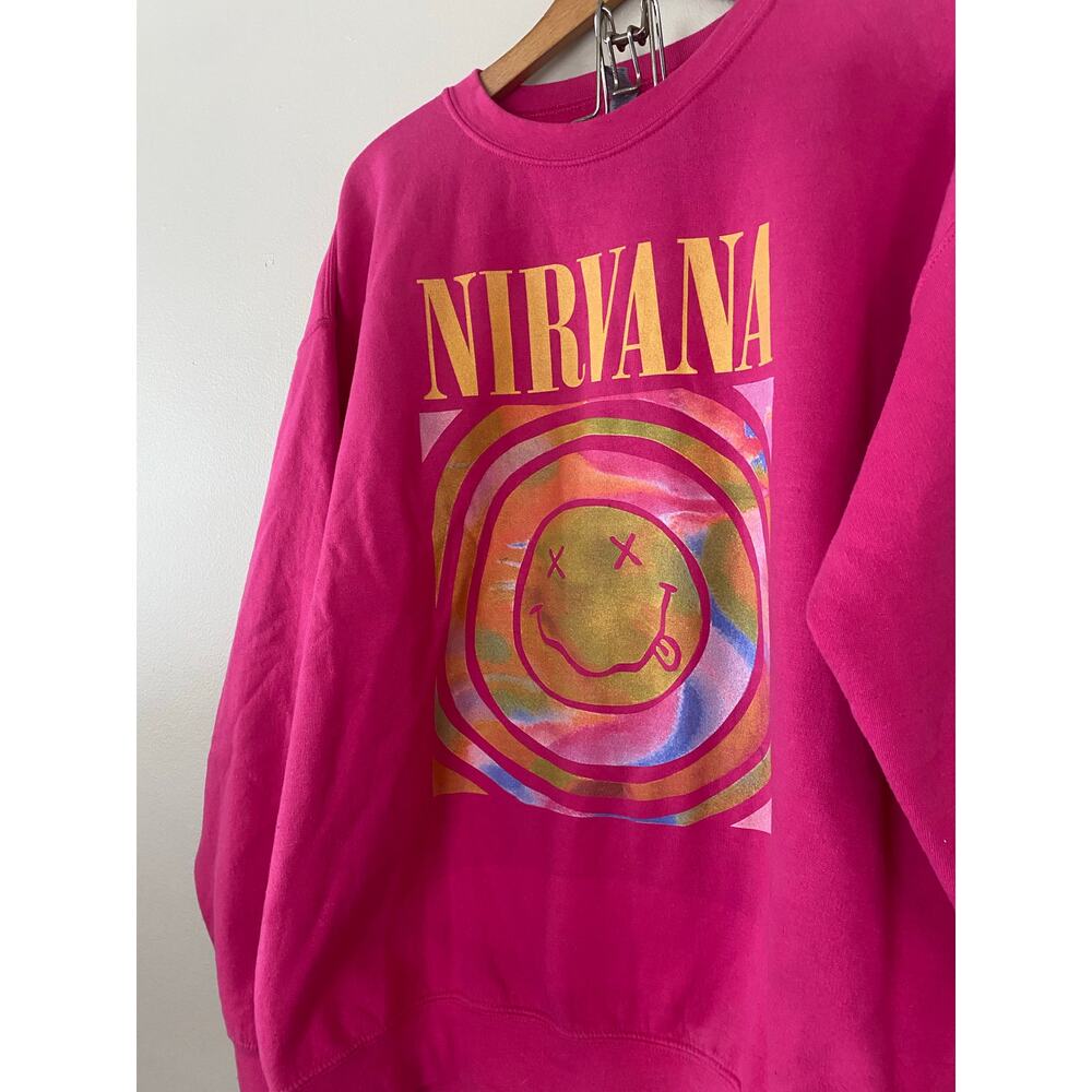 Pink Smiley Nirvana Sweatshirt XL